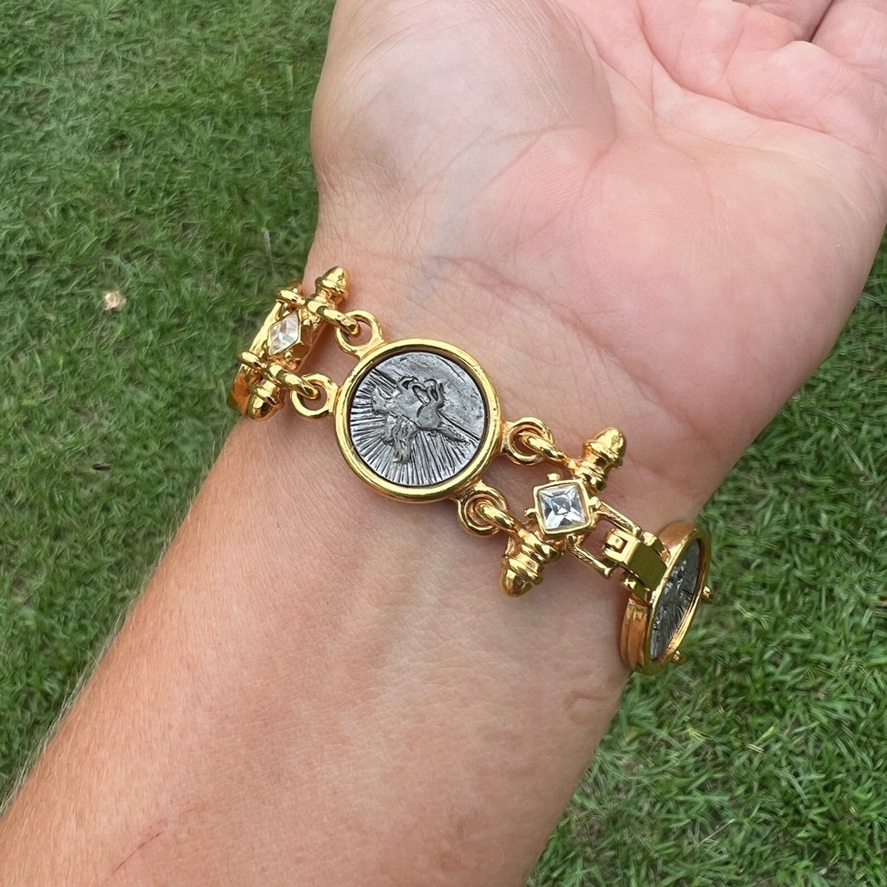 Vintage Premier Designs, Pegasus & Angel Bracelet With Gray Cameos & Crystals - Picture 9 of 16